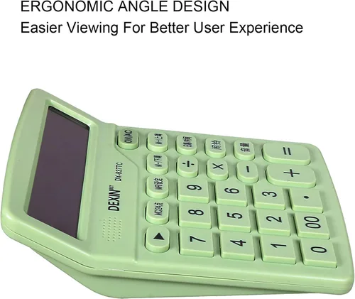 Vista 5 de PATIKIL Calculadora de escritorio, calculadora de pantalla LCD grande de 12 dígitos, calculadora de escritorio con pilas, calculadora básica