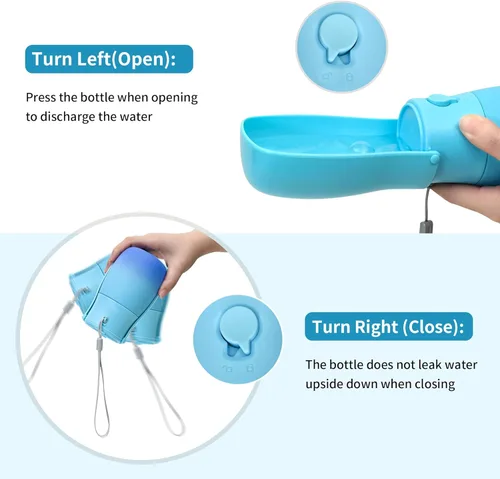 Vista 3 de Botella de agua para perros, cuenco de agua de viaje para cachorros, dispensador de agua portátil a prueba de fugas para cachorros, botella de agua