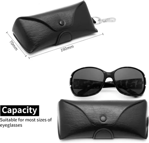 Vista 5 de Face Shadow PU Leather Glasses Case with Belt Loop Semihard Portable Eyeglasses Case for Outwork