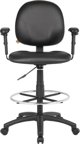 Vista 6 de Boss Office Products B1691-CS Stand Up Caressoft Taburete de dibujo con brazos ajustables en negro