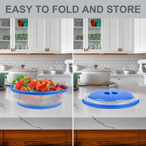 Vista 5 de Aidacom - Funda para salpicaduras de microondas 2 en 1, para alimentos y silicona para microondas, tapete como soporte para tazones, salvamanteles