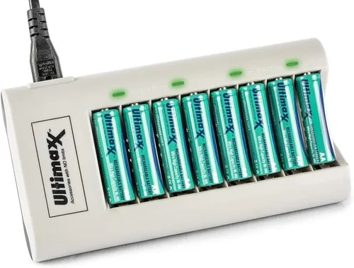 Vista 2 de Ultimaxx 8 AA 3150mAh Ni-MH/Ni-CD Rechargeable Batteries + Rapid Battery Charger