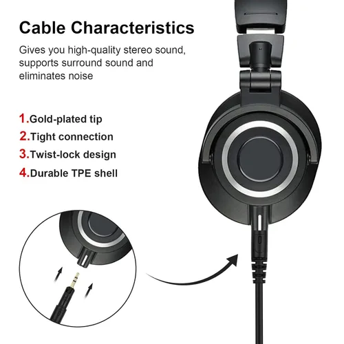 Vista 5 de ATH-M50X - Cable de repuesto para Audio-Technica ATH-M40X ATH-M60X ATH-M70X