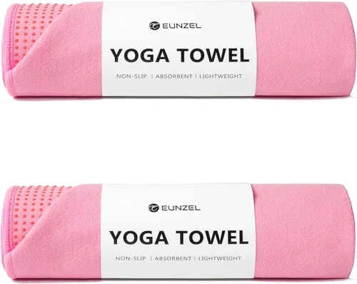 Vista 12 de Eunzel Paquete de 2 toallas de yoga caliente con punto de agarre, toalla de tapete de yoga antideslizante absorbente de sudor para yoga caliente