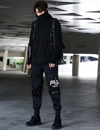 Vista 3 de DIOTSR Pantalones deportivos para hombre, pantalones de hip hop, pantalones punk, pantalones de pista Harem, ropa urbana Techwear, pantalones