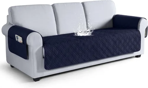 Vista 48 de VANSOFY Funda para Sofá, Fundas de Sofá Impermeables Lavables Forro Protector de Muebles Fundas de Asiento de Sofá Antideslizantes para Perros, Negro