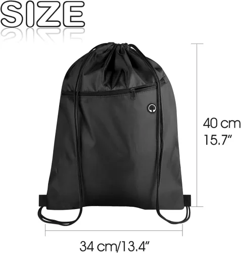 Vista 2 de KUUQA Bolsas de mochila con cordón a granel con bolsillo con cremallera y agujero para auriculares, Con color, Viajar