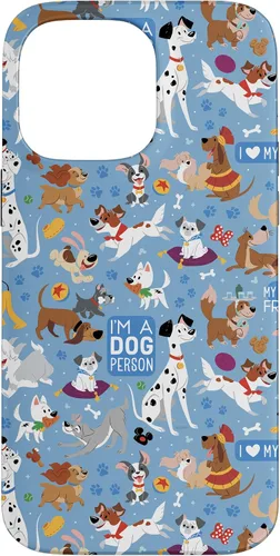 Vista 21 de Disney Funda azul para iPhone 17 con texto en inglés "Dogs I'm a Dogperson