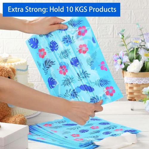 Vista 4 de Tudomro 150 bolsas de boutique a granel de 10 x 13 pulgadas, bolsas de plástico reutilizables para regalos de compras con asas para pequeñas