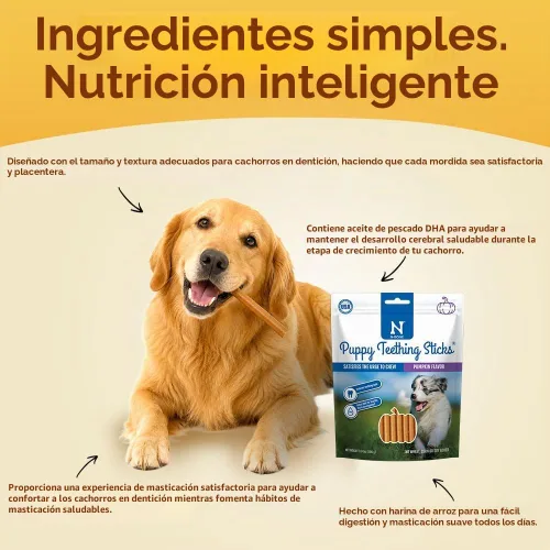 Vista 6 de N-Bone Palitos de dentición para cachorros, sabor a calabaza, palitos naturales para masticar y golosinas para la dentición, certificado SQF