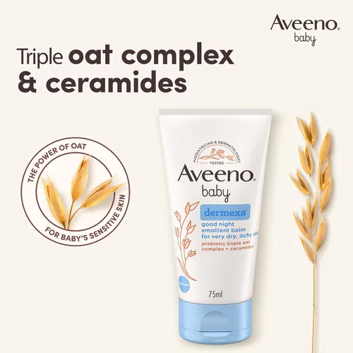 Vista 3 de Aveeno Baby Bálsamo Emoliente Dermexa Buenas Noches, 2.5 fl oz