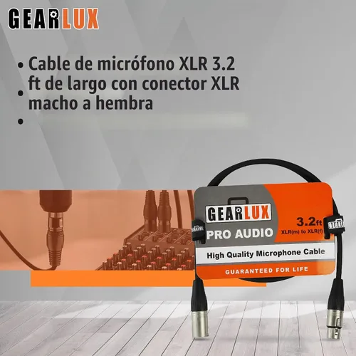 Vista 2 de Gearlux, cable de micrófono XLR, completamente balanceado, macho a hembra, 3.2 pies - paquete de 2