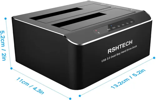 Vista 13 de RSHTECH Estación de acoplamiento de disco duro,Aluminio Dual Bay USB 3.0