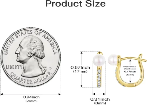 Vista 5 de Aretes de aro ligeros para mujer, diseño de perlas minilmalistas, infinito, estrella, cruz para orejas sensibles, aretes de aro delicados para mujer