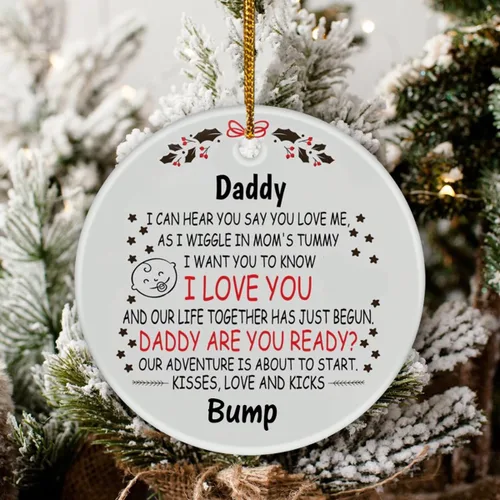 Vista 3 de Adorno de Navidad personalizado para papá para ser nuevo papá de Baby Bump Mommy to Be Our Adventure is About to Start Regalos personalizados