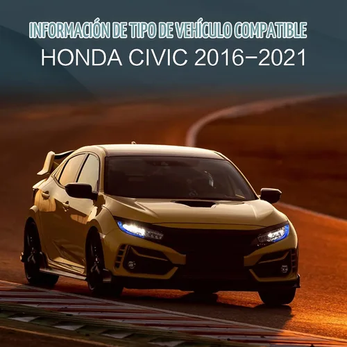 Vista 2 de VLAND Conjunto de faros delanteros para Honda Civic DRL 2016-2021 de 10ª generación con animación de inicio 44-46/Azul DRL