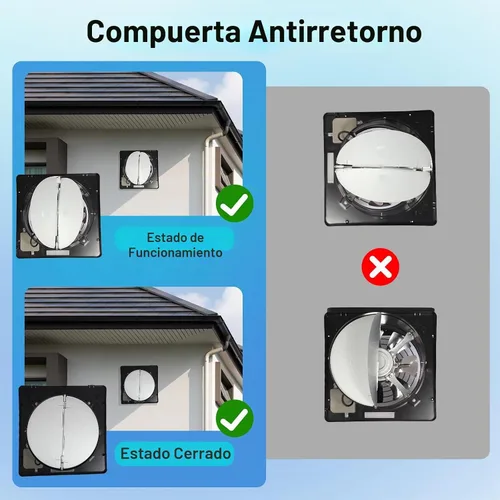 Vista 4 de Ventilador de escape de 10 pulgadas con interruptor, potente ventilador de escape de pared de 1236 CFM con amortiguador, ventiladores de escape