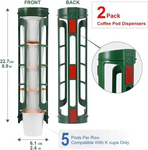 Vista 2 de STORAGENIE Soporte para cápsulas de café Keurig, montaje en pared lateral, almacenamiento de tazas K, perfecto para mostradores pequeños