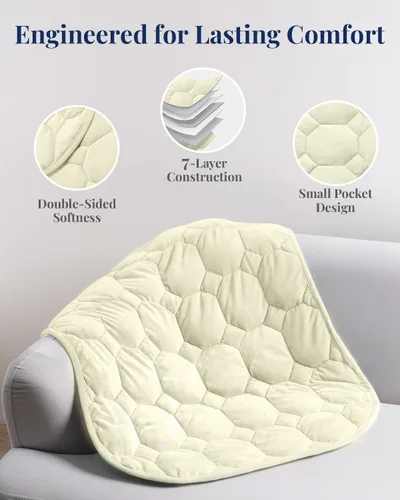 Vista 3 de Kivik Manta con peso para adultos, almohadilla de peso de 7 libras, manta pesada pequeña, almohadillas portátiles de viaje, regalos cálidos
