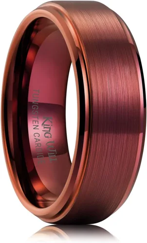 Vista 35 de King Will Anillo de Boda Clásico de Tungsteno para Hombre, Anillos de 6/7/8/9/10mm de Ancho, Acabado Pulido, Borde de Escalón Mate, Ajuste Cómodo