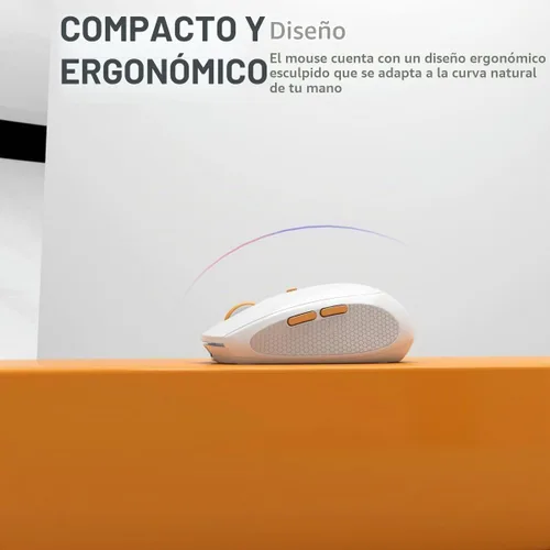 Vista 5 de Ratón inalámbrico silencioso para trabajo y estudio, Bluetooth de modo dual + receptor USB de 2.4G, recargable, cómodo para largas horas, compatible