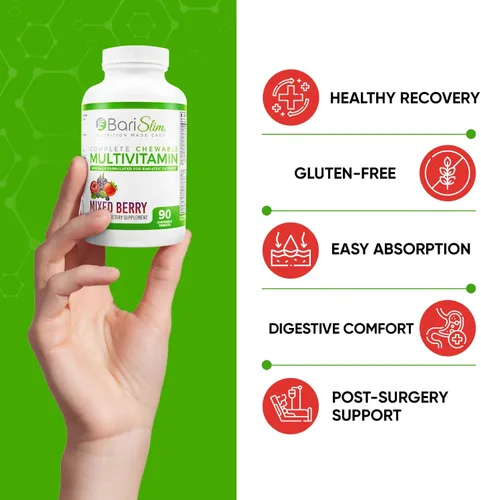 Vista 8 de BariSlim Tabletas multivitamínicas bariátricas masticables - Tabletas masticables especialmente formuladas para pacientes después de una cirugía