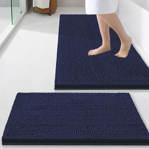 Vista 138 de Juego de alfombras de baño Smiry de 2 piezas, suave alfombra absorbente de chenilla y juego de alfombra en forma de U para inodoro, alfombra de baño