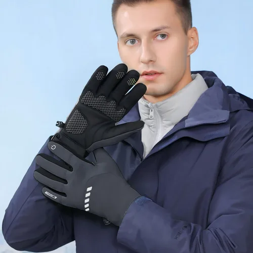 Vista 7 de Guantes de invierno para hombres y mujeres para clima frío, guantes de invierno impermeables para hombre, cálidos con dedos para pantalla táctil