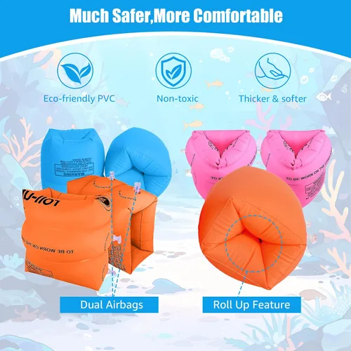 Vista 8 de dfjdskl Arm floaties for Kids - Inflatable Swim Arm Bands, Soft Waterproof PVC Floaties for Swimming Learning, Adult Arm Floaties, Comfortable