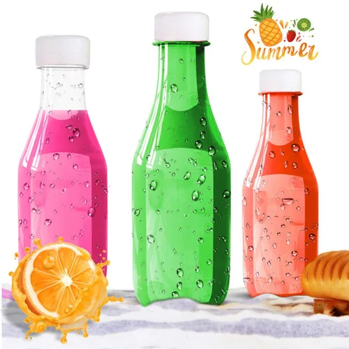 Vista 2 de Holotap Botellas vacías de plástico PET de 10 onzas, paquete de 35 botellas transparentes desechables a granel con tapas blancas a prueba