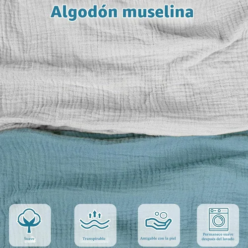 Vista 2 de Hooyax Juego de 2 fundas de almohada de muselina de lactancia, suaves y transpirables, fundas de lactancia para almohadas de lactancia, adorable Azul