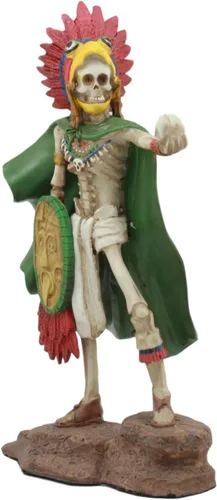 Vista 2 de Gifts & Decor Ebros Tenochtitlan Estatua de esqueleto de guerrero de águila azteca Día de los Muertos Calavera Fantasma Jefe Guerrero Figura