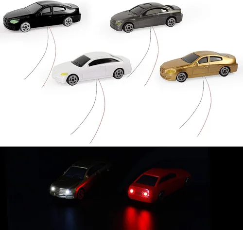 Vista 2 de Evemodel EC100 12PCS 1:87 HO Modelo LED iluminado coche con 12 V luces delanteras y traseras diseño