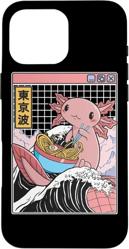 Vista 19 de Axolotl Eating Ramen Kanagawa Wave Kawaii Anime Vaporwave Case for iPhone 17