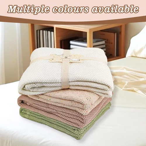 Vista 5 de YOYI YOYI Manta de punto para bebé, mantas de algodón orgánico para bebé, mantas de punto trenzado neutro suaves para niñas y niños, color verde, 40
