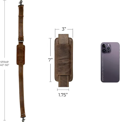 Vista 6 de Hide & Drink, Correa ajustable de repuesto para mensajero, bolsa de lona y bolsa cruzada, cuero de grano completo, hecho a mano