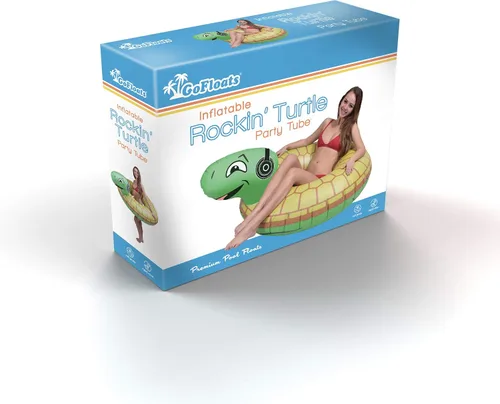 Vista 8 de GoFloats Rockin Turtle - Balsa inflable para fiesta - Divertido flotador de piscina para adultos y niños