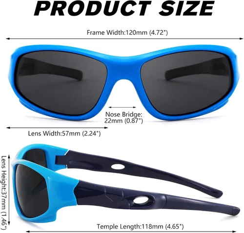 Vista 6 de Pro Acme TR90 Gafas de sol deportivas polarizadas irrompibles para niños y niñas