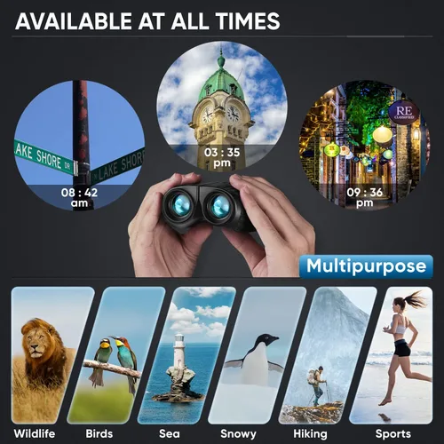 Vista 7 de Prismáticos compactos HD de 15 x 25 pulgadas para adultos, diseño ligero para ópera, observación de aves, viajes, juegos de fútbol, crucero u otras