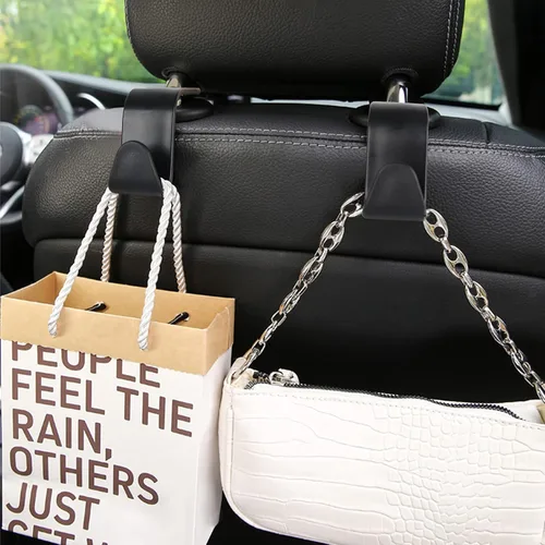 Vista 8 de Gancho para reposacabezas de asiento de automóvil, paquete de 4 ganchos para mochila de vehículos, organizador para bolsos, bolsos, ropa, gancho