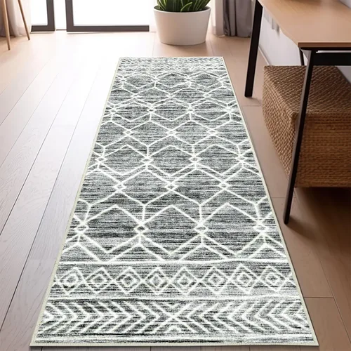 Vista 58 de jinchan - Tapete de pasillo marroquí de 2 x 6 pies con líneas, bohemio, lavable, para cocina, suave, geométrico, de lana sintética, antideslizante