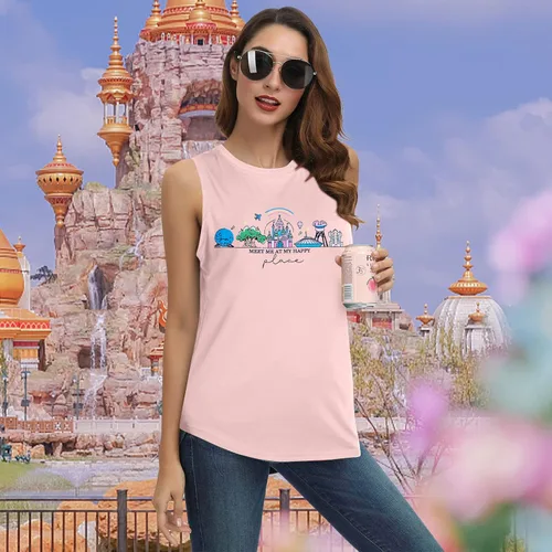Vista 4 de FASHGL Magic Kingdom - Camiseta sin mangas para mujer, con texto en inglés "May The Magic Be with You", camiseta sin mangas con gráficos