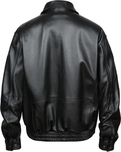 Vista 4 de REED Chaqueta de cuero genuino estilo americano para hombre