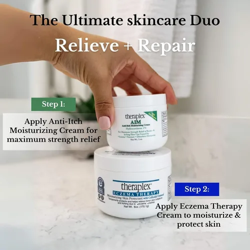 Vista 6 de Theraplex Crema para eccema, protector hidratante para tratamiento de eccemas, compatible con la TSA, protector de piel antipicazón para piel seca