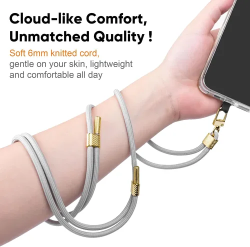 Vista 5 de Cordón universal para teléfono celular, correa antirrobo ajustable para el cuello para iPhone 17 Pro Max, 2 parches de teléfono, almohadillas