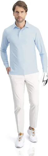 Vista 4 de Camisa de golf de manga larga Dry Fit para hombre, polo de secado rápido, UPF 30, tejido elástico