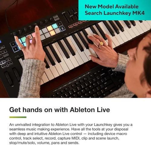 Vista 2 de Novation Launchkey 25 [MK3] teclado controlador MIDI - Integración perfecta con Ableton Live. Modo de acordes, Modo de escala y Arpegiador — Todo
