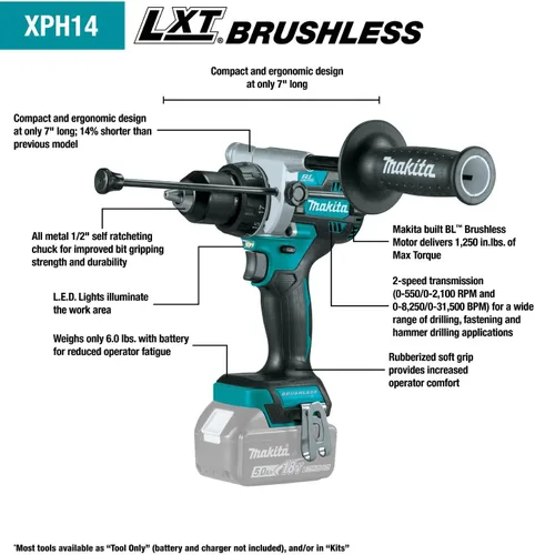 Vista 4 de Makita XT297T 18V LXT® Kit de Combo Inalámbrico Sin Escobillas de Iones de Litio, 2 Piezas (5.0Ah)