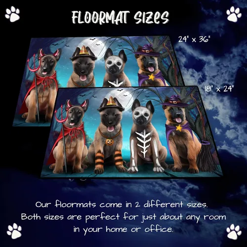 Vista 6 de Doggie of the Day Belgian Malinois Dogs Floor Mat - Halloween Trick or Treat - Best Dog Doormat - Protector Decor - Unique Portrait Art - Premium