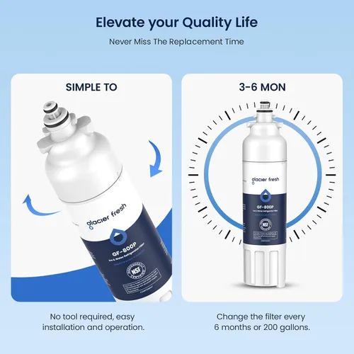 Vista 5 de GLACIER FRESH Repuesto para filtro de agua y filtro de aire para refrigerador LT800P, compatible con LG LT800P, LT800PC, LSXS26326S, Kenmore 46-9490